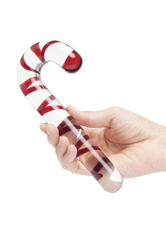 Glas Candy Cane Dream Glass Toy 7.5in - Clear/Red