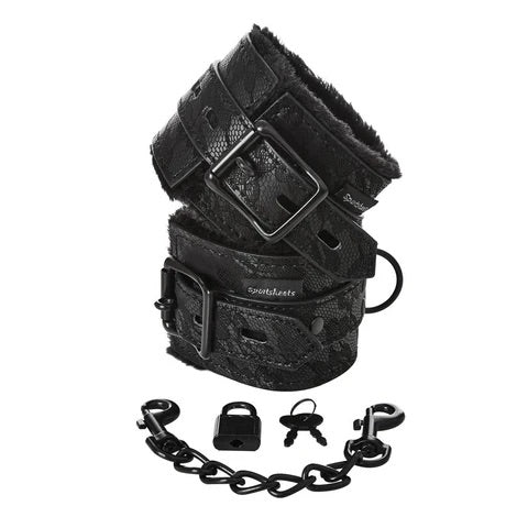 Lace Fur Lined Handcuffs - Black